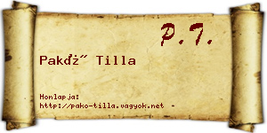 Pakó Tilla névjegykártya